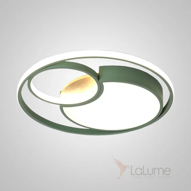 Серия потолочных светодиодных светильников в виде светящихся дисков с декором из светлого дерева LAUST D40 Green Серия потолочных светодиодных светильников в виде светящихся дисков с декором из светлого дерева LAUST D40 Green