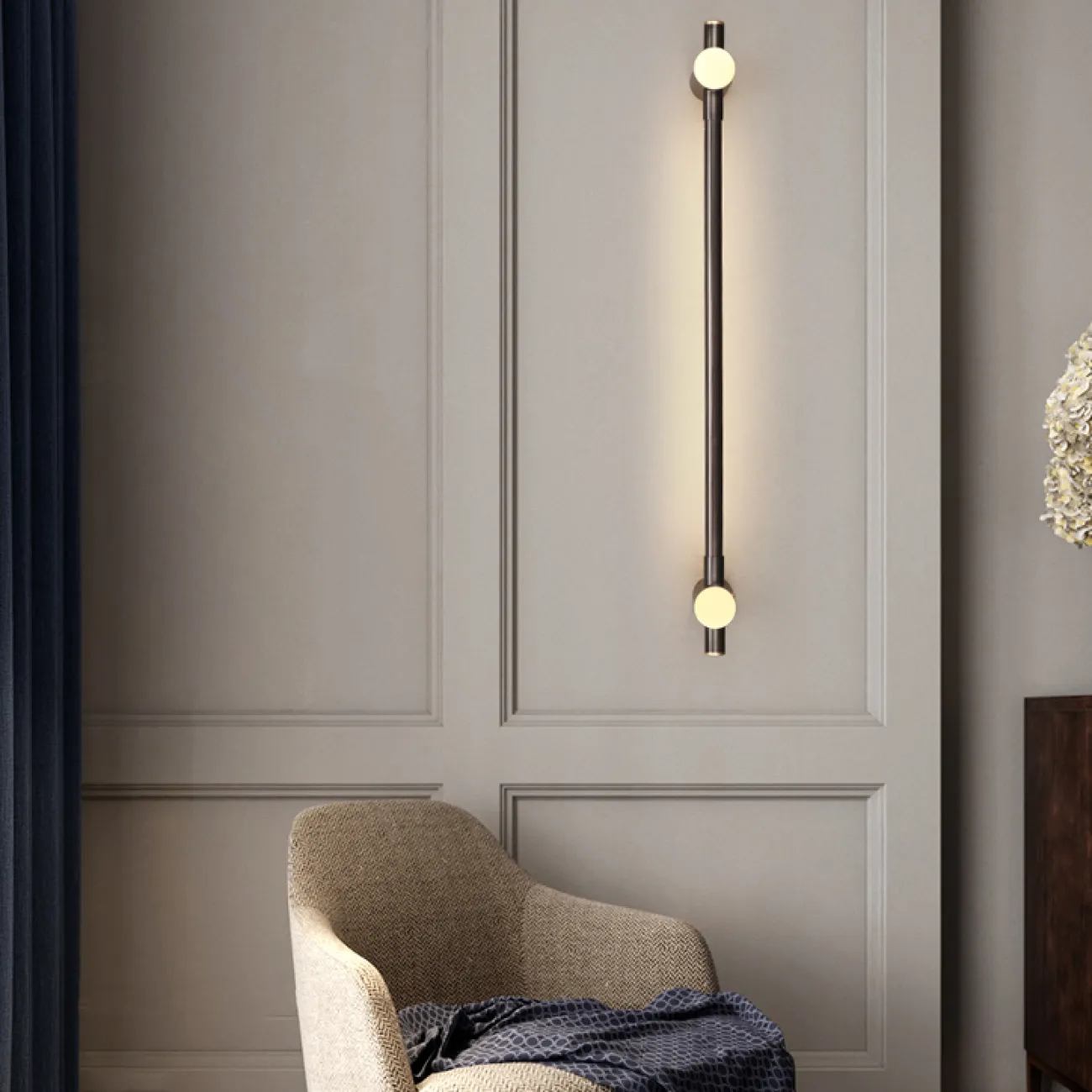 Серия настенных светодиодных светильников с вытянутым трубчатым корпусом из настоящей и черненой латуни JARED H60 Black Серия настенных светодиодных светильников с вытянутым трубчатым корпусом из настоящей и черненой латуни JARED H60 Black