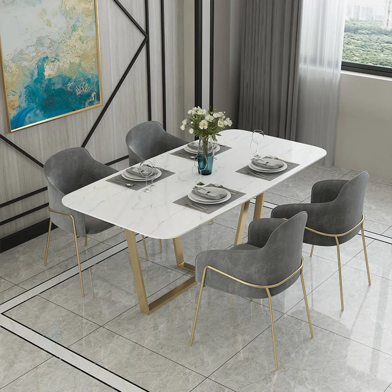 Дизайнерский обеденный стол - LaLume-AZ00405