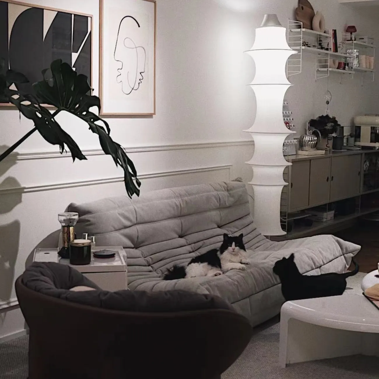 Напольный светильник с белым текстильным абажуром PENTTI FL