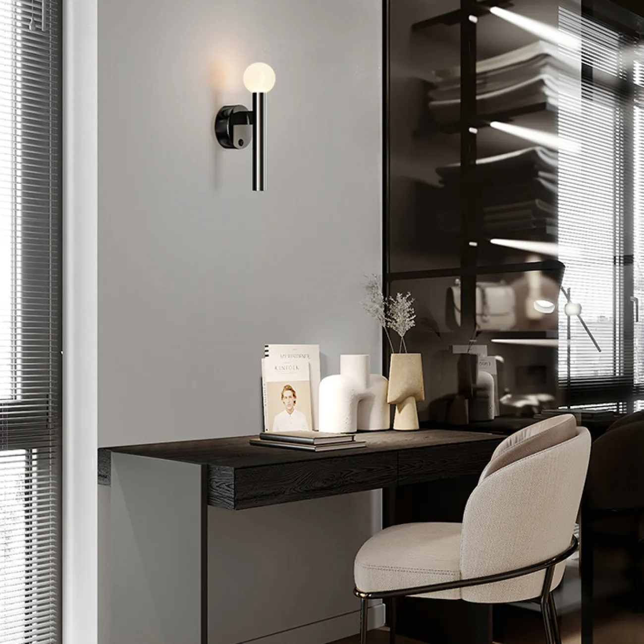 Серия настенных светодиодных светильников с вытянутым цилиндрическим корпусом на круглом креплении FEDDE WALL A