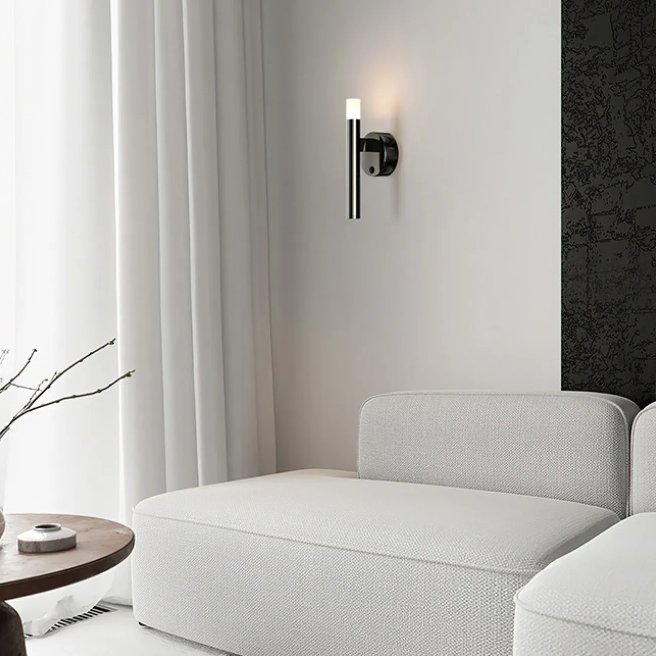 Серия настенных светодиодных светильников с вытянутым цилиндрическим корпусом на круглом креплении FEDDE WALL A