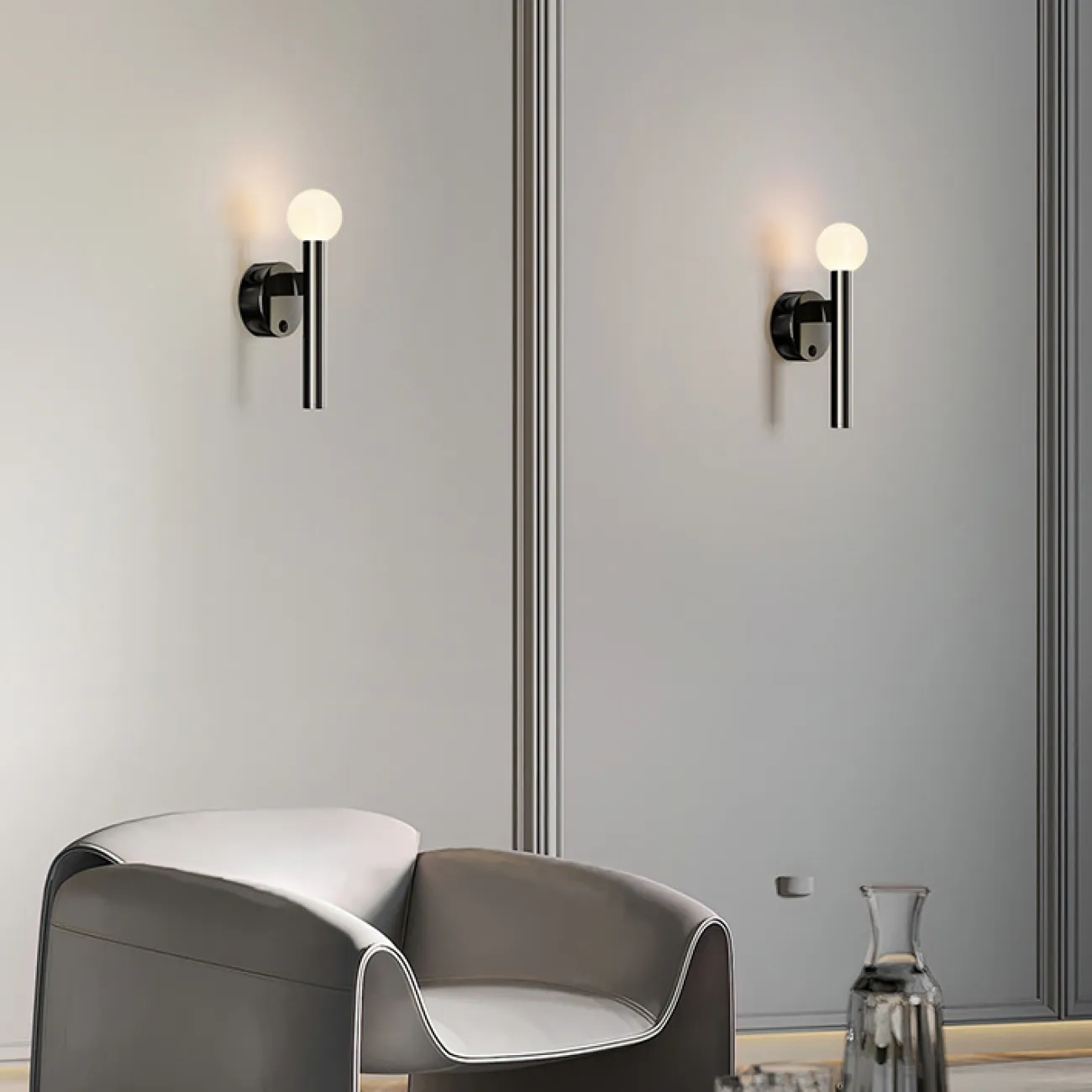 Серия настенных светодиодных светильников с вытянутым цилиндрическим корпусом на круглом креплении FEDDE WALL A