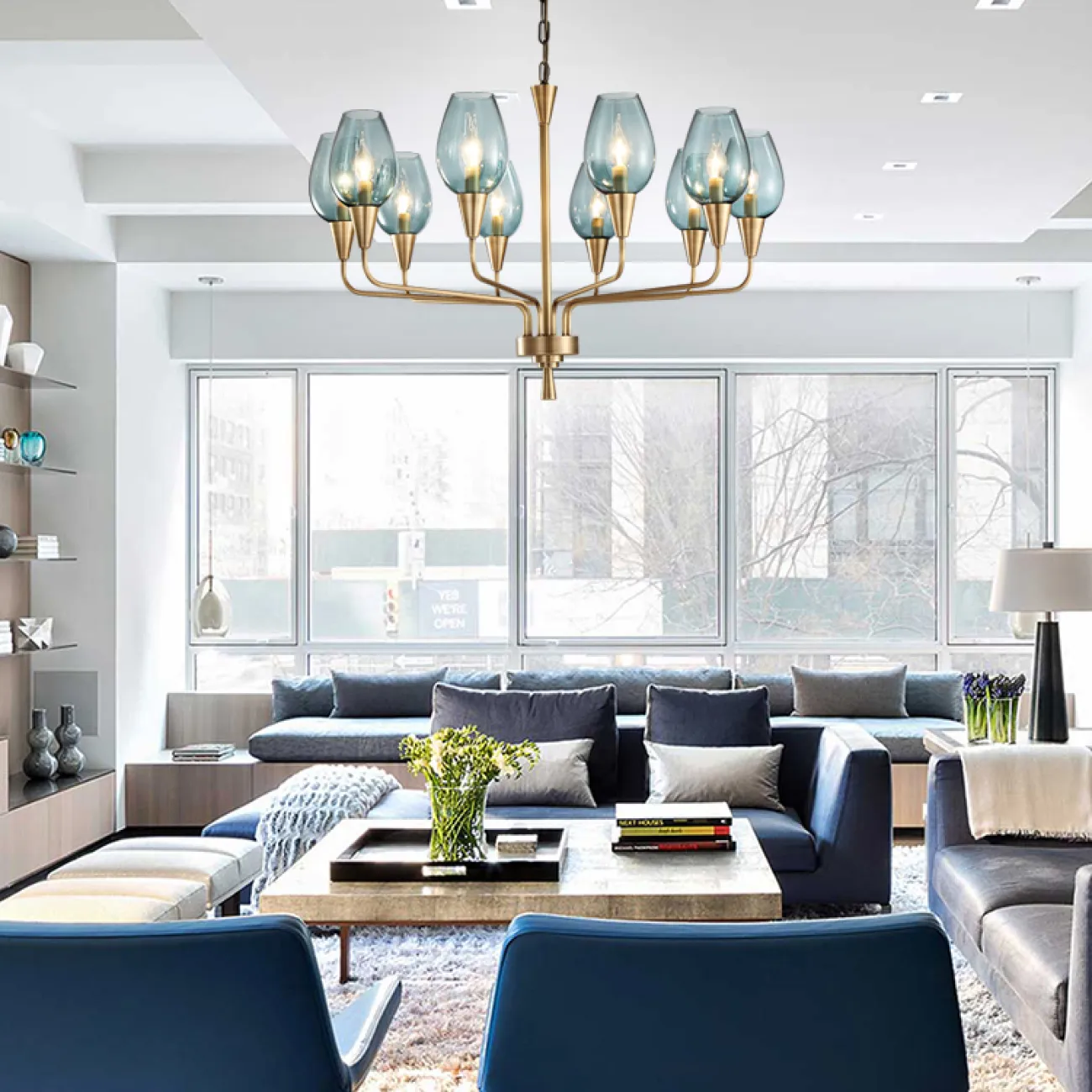 Подвесная дизайнерская люстра Viola 10 Синий от ImperiumLoft