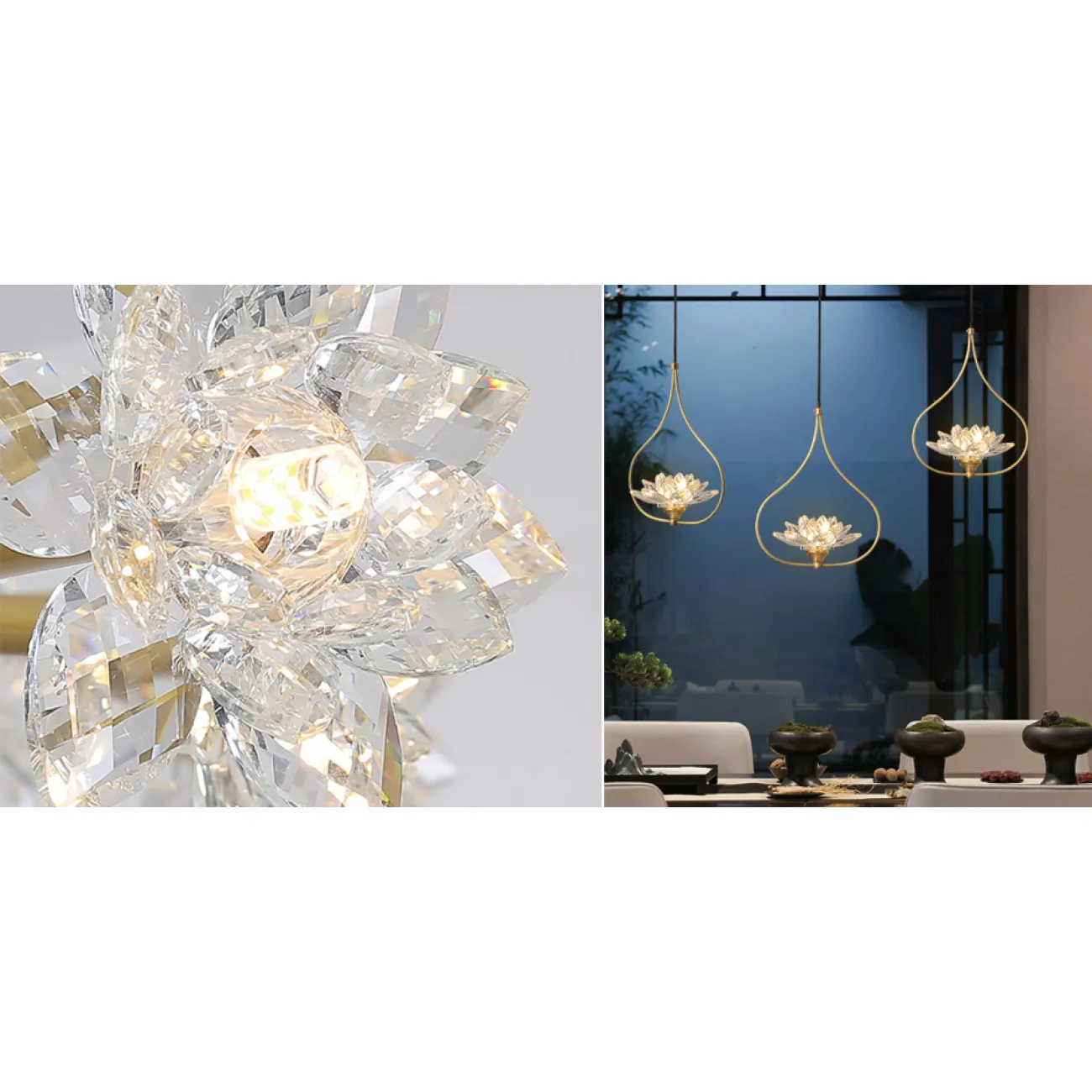 Хрустальный светильник Цветок Лотоса Lotus flower Clear Glass pendant lamp A от ImperiumLoft