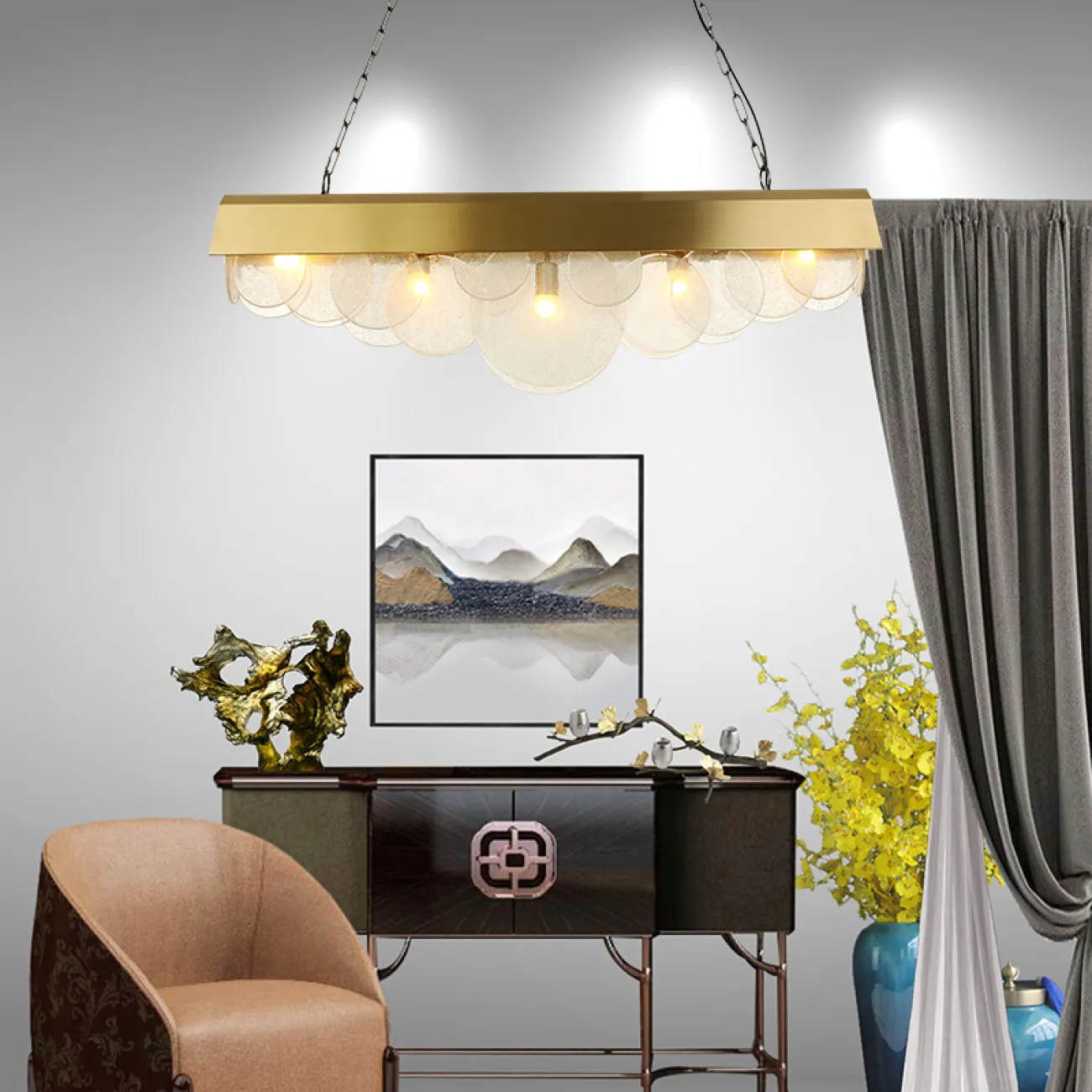 Подвесная рядная люстра SHELF от ImperiumLoft