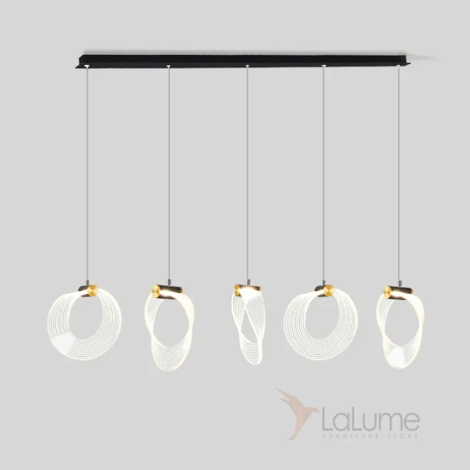 Готовая комбинация подвесных светодиодных светильников c прозрачными рассеивателями кольцевидной формы FLAVIUS L75