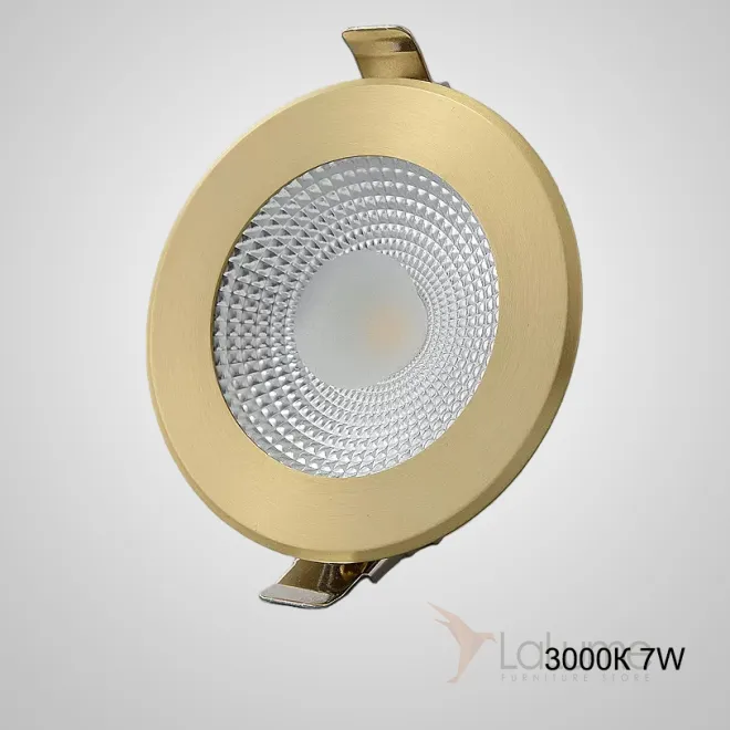 Точечный встраиваемый светильник круглой формы с рельефной внутренней поверхностью и окантовкой латунного оттенка ACT D10 3000К 7W Точечный встраиваемый светильник круглой формы с рельефной внутренней поверхностью и окантовкой латунного оттенка ACT D10 3000К 7W