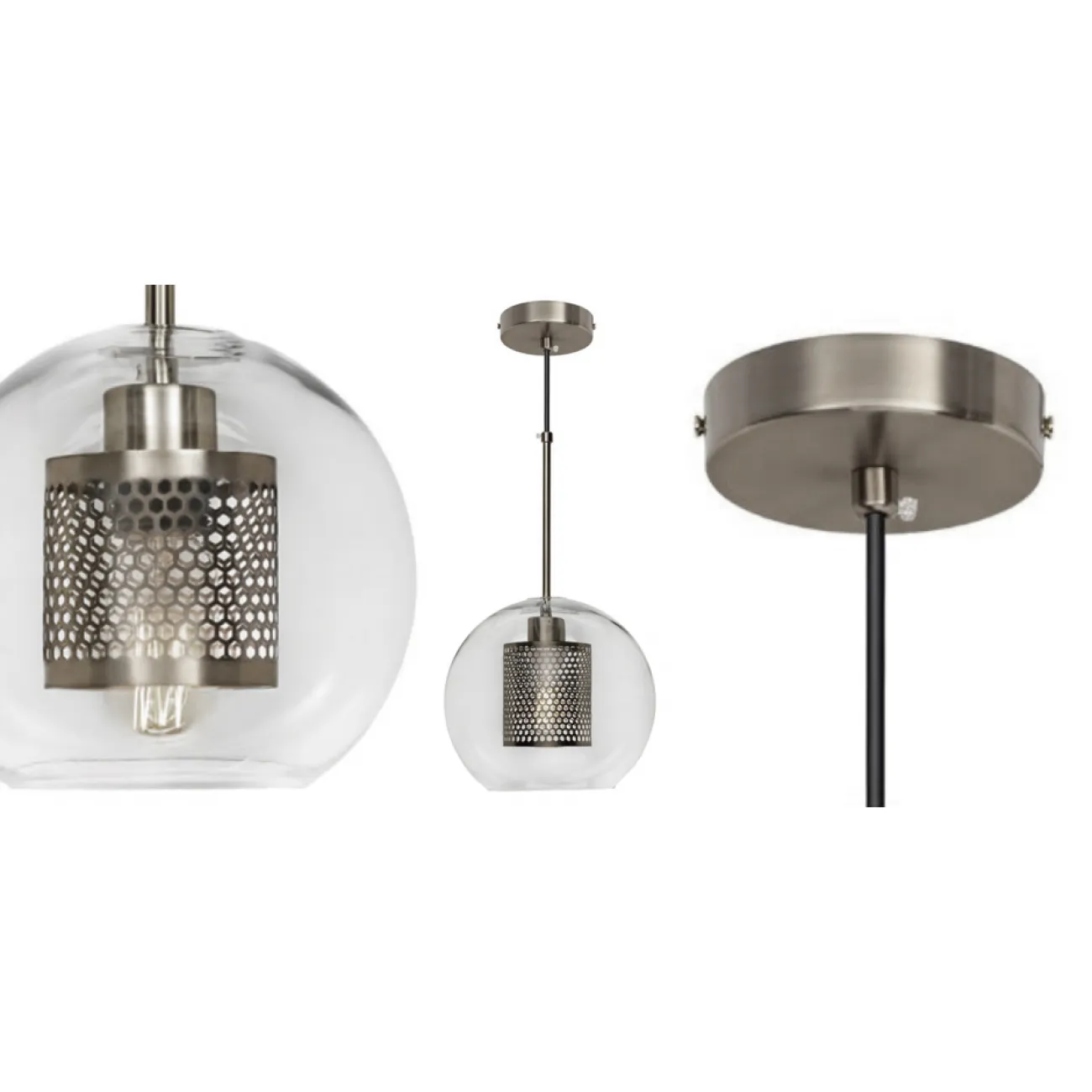 Perforated Vessel Pendant Lamp Nickel Ball