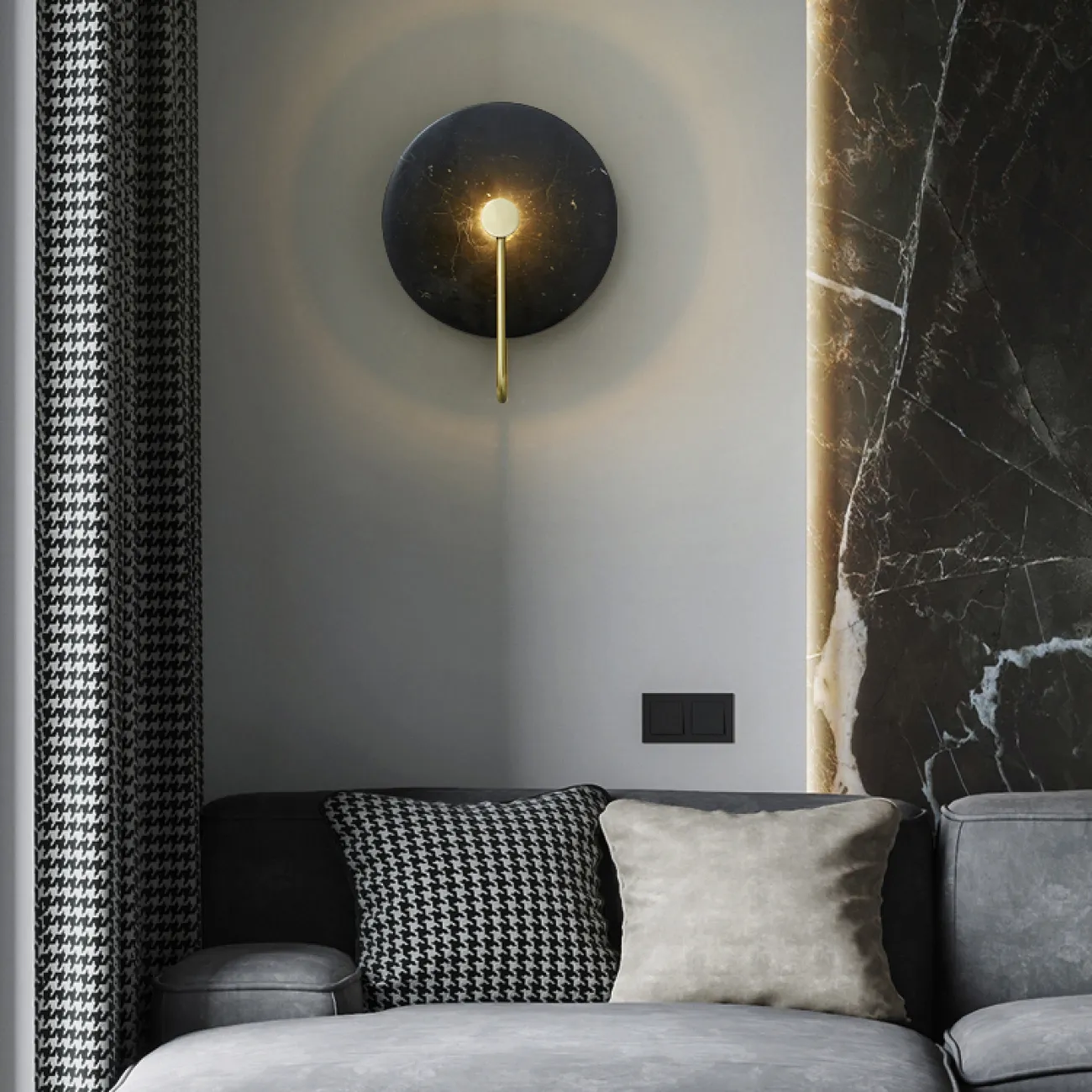 Серия настенных светодиодных светильников с точечным источником на дисковидном основании из мрамора HOLSTEN Green