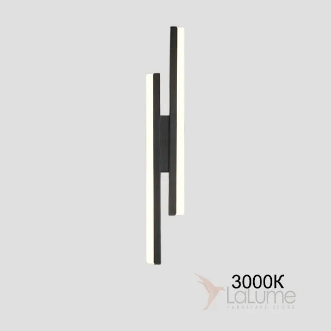 Настенный светодиодный светильник с двумя разноуровневыми прямоугольными плафонами на черном разделительном креплении FEBE 3000К от ImperiumLoft