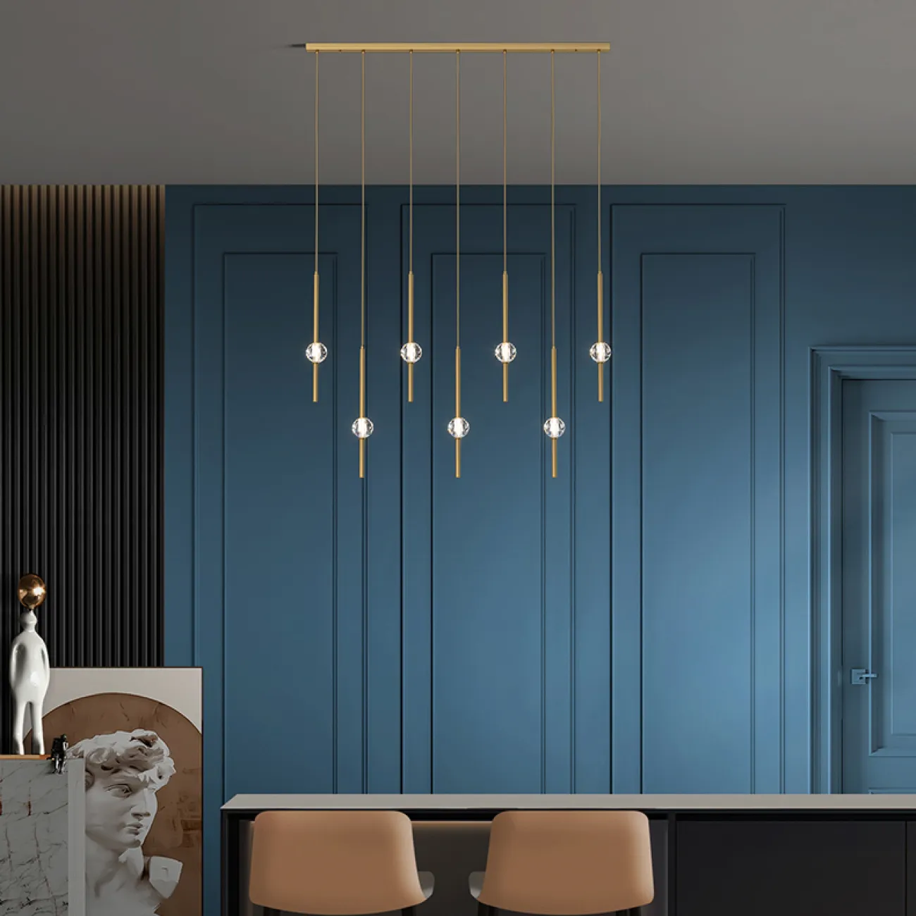 Готовая комбинация подвесных светодиодных светильников с хрустальными шарообразными плафонами SOCRATES COMBO L118 Black