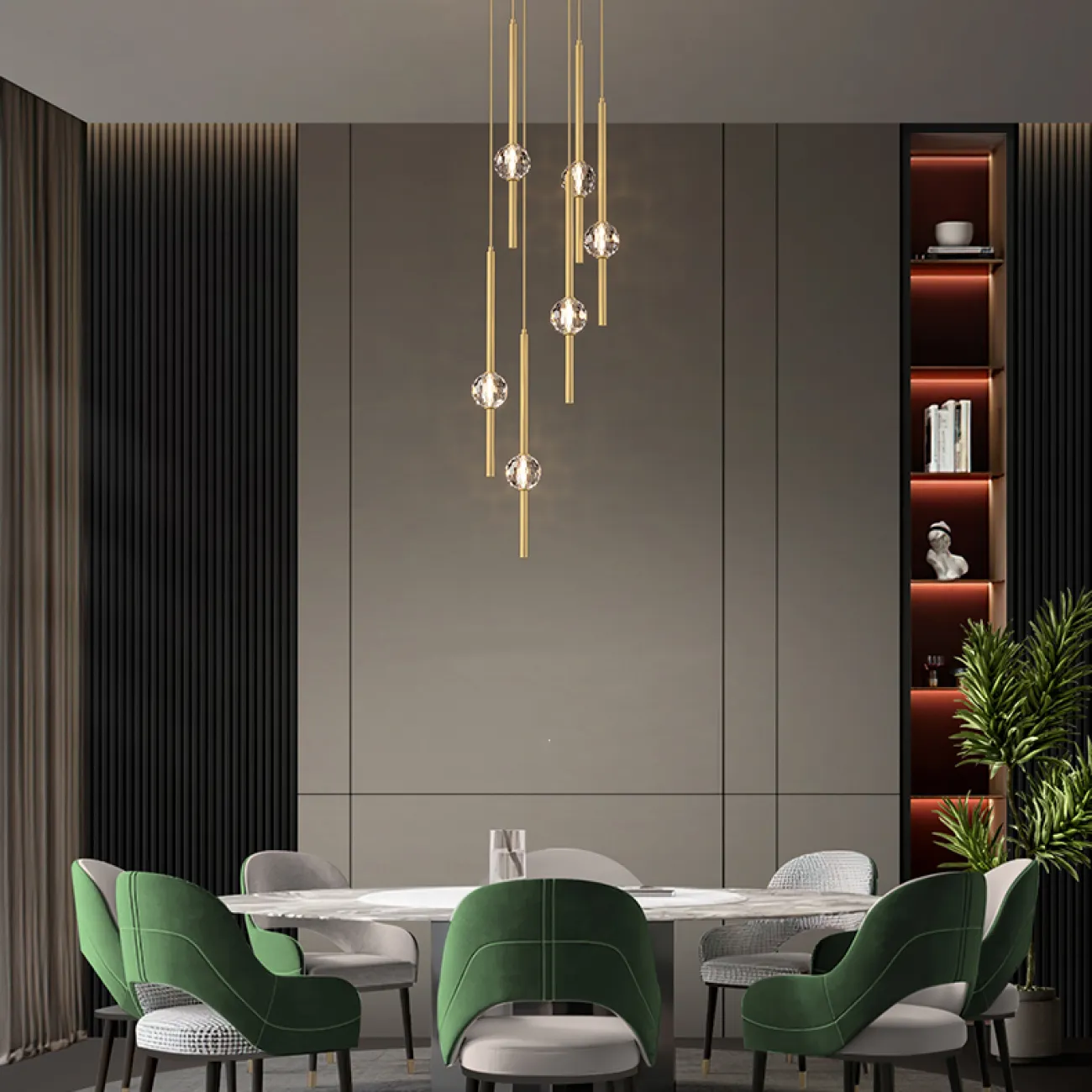 Готовая комбинация подвесных светодиодных светильников с хрустальными шарообразными плафонами SOCRATES COMBO L118 Black