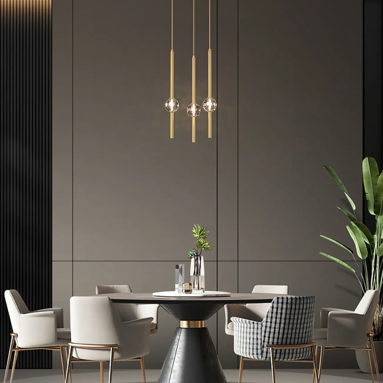 Готовая комбинация подвесных светодиодных светильников с хрустальными шарообразными плафонами SOCRATES COMBO L118 Black