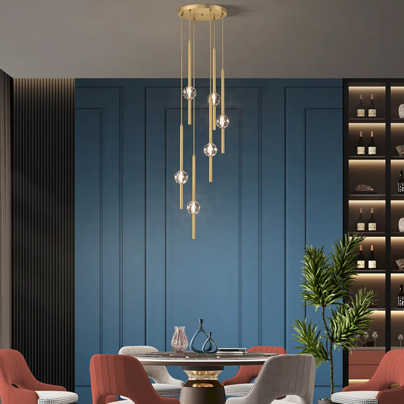 Готовая комбинация подвесных светодиодных светильников с хрустальными шарообразными плафонами SOCRATES COMBO L118 Black