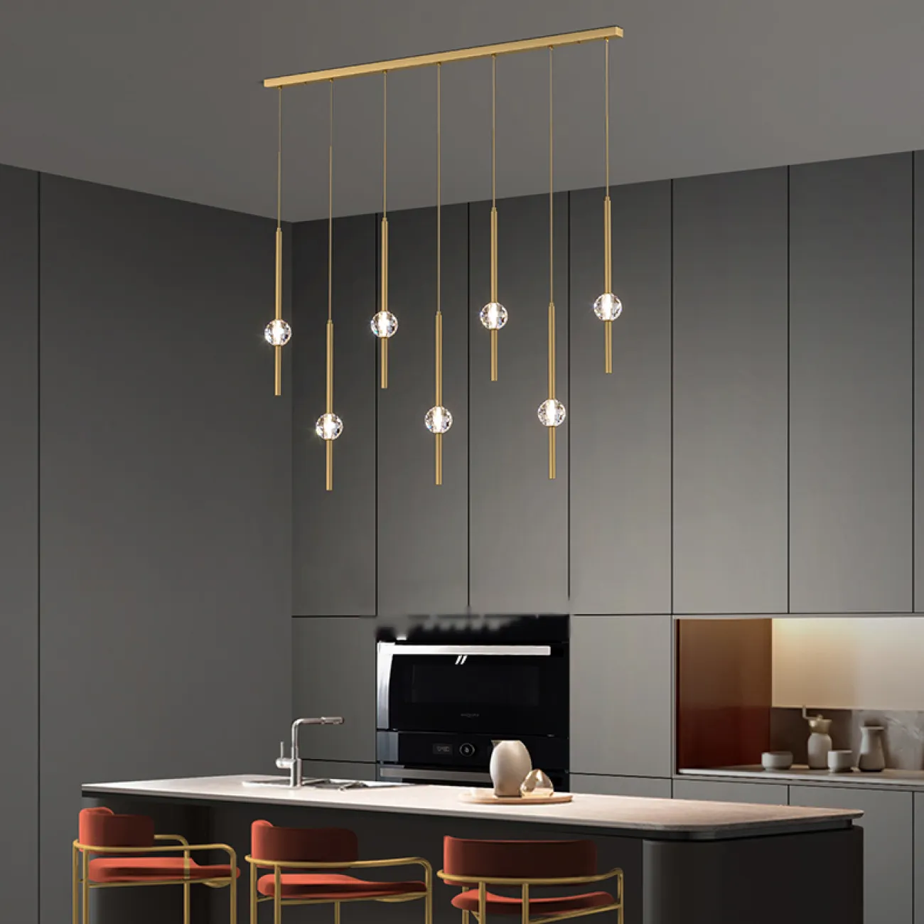 Готовая комбинация подвесных светодиодных светильников с хрустальными шарообразными плафонами SOCRATES COMBO L118 Black