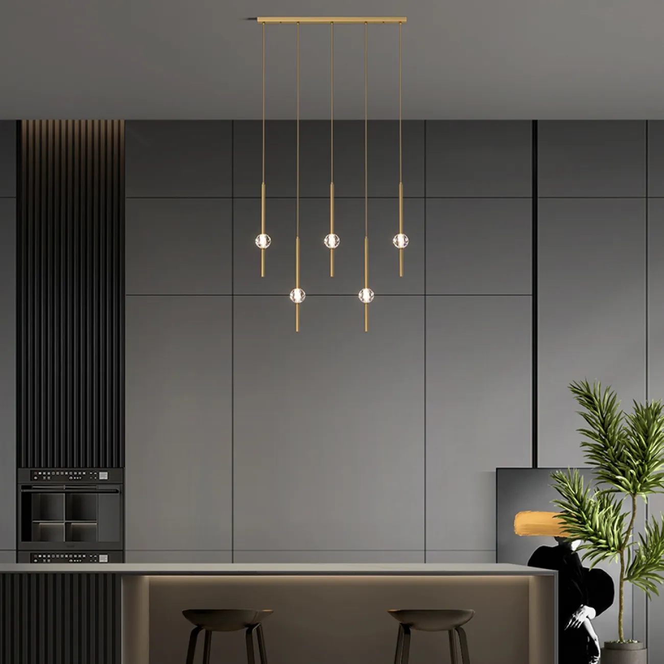 Готовая комбинация подвесных светодиодных светильников с хрустальными шарообразными плафонами SOCRATES COMBO L118 Black