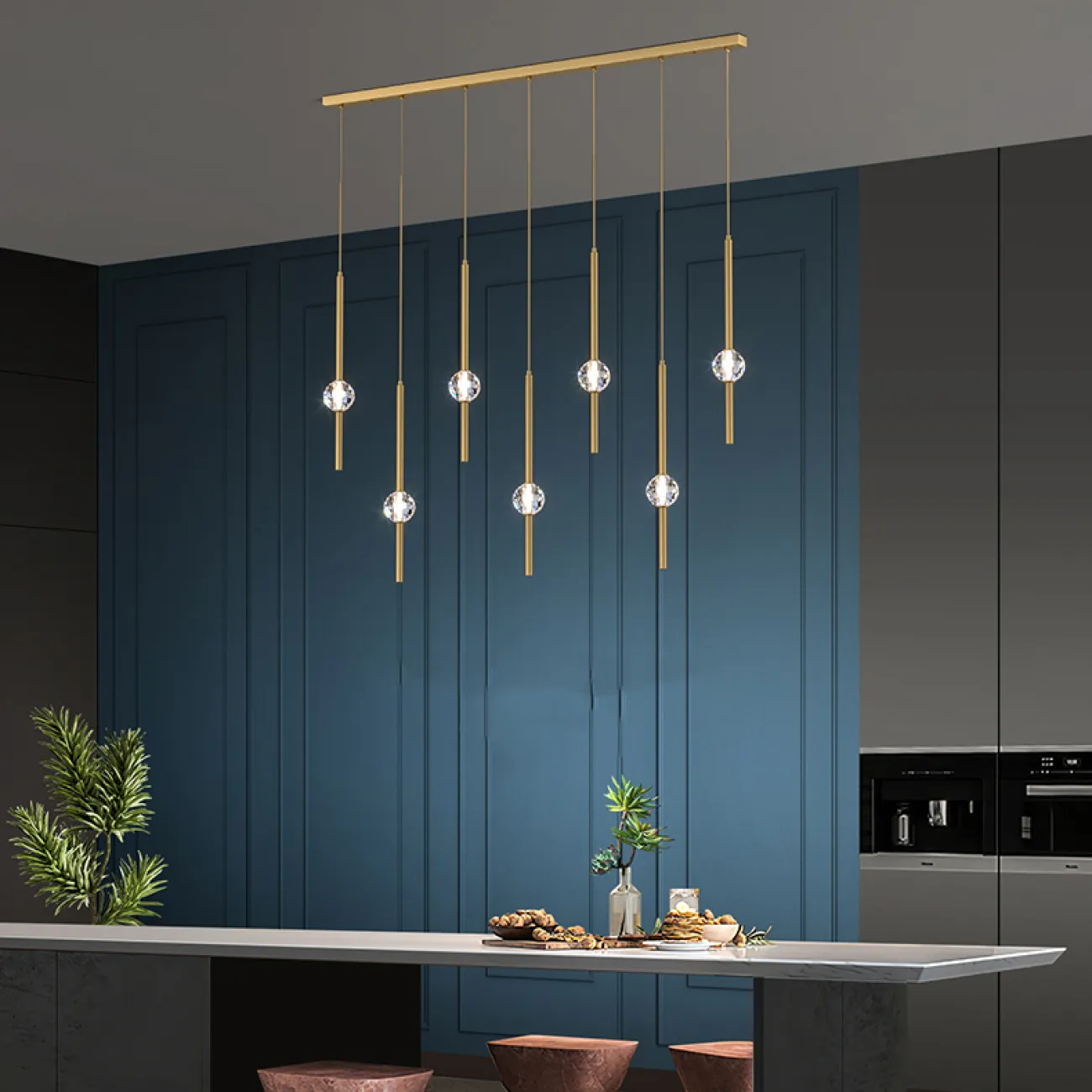 Готовая комбинация подвесных светодиодных светильников с хрустальными шарообразными плафонами SOCRATES COMBO L118 Black