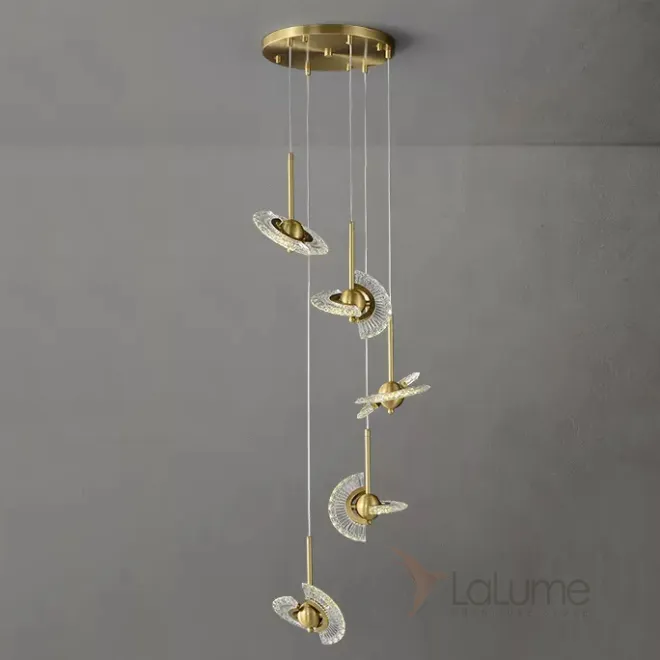 Готовая комбинация подвесных светильников с плафонами в виде комбинации двух ажурных поворотных лопастей и шаровидного центра PHOENIX LUX COMBO D36 L5 Готовая комбинация подвесных светильников с плафонами в виде комбинации двух ажурных поворотных лопастей и шаровидного центра PHOENIX LUX COMBO D36 L5