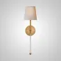 Настенный светильник с коническим текстильным абажуром на сборной стойке из латуни и хрусталя DEMIAN Brass