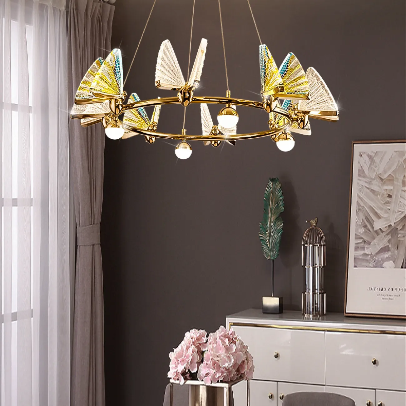 Подвесная люстра AMELIS LUX D83 Multicolor Трехцветный свет от ImperiumLoft