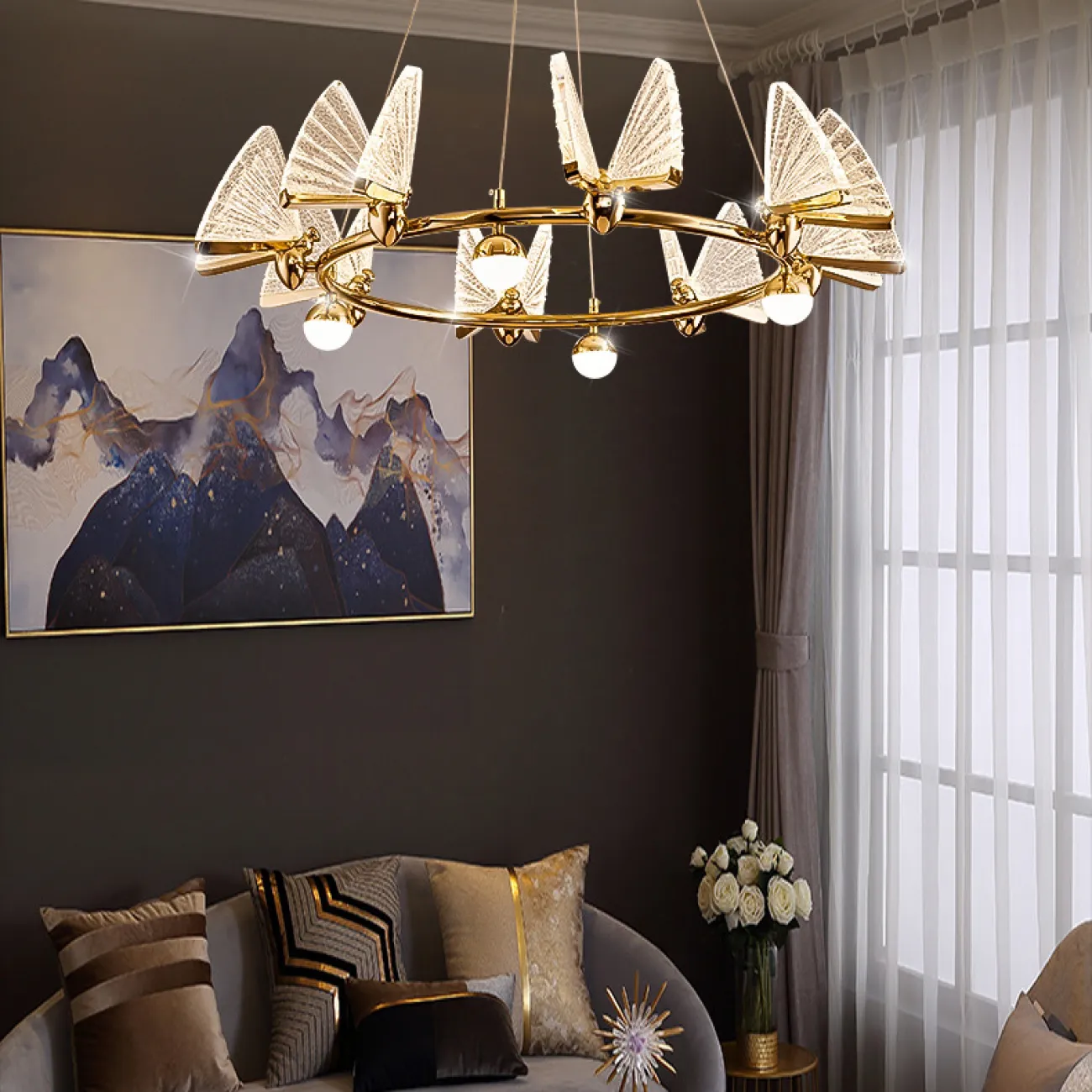 Подвесная люстра AMELIS LUX D83 Multicolor Трехцветный свет от ImperiumLoft
