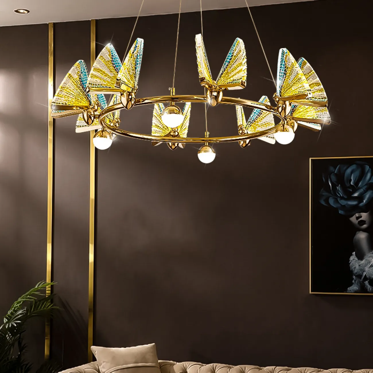 Подвесная люстра AMELIS LUX D83 Multicolor Трехцветный свет от ImperiumLoft