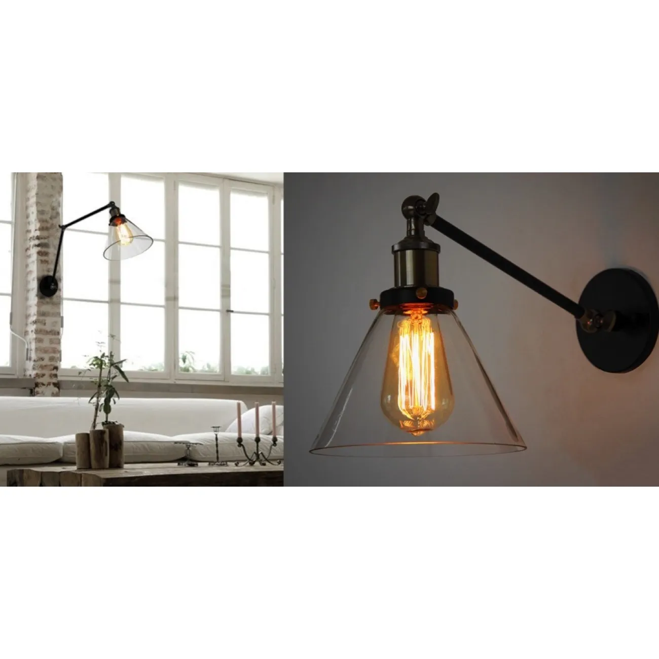 Бра Gloce Cone Shade Loft Industrial Glass от LaLume