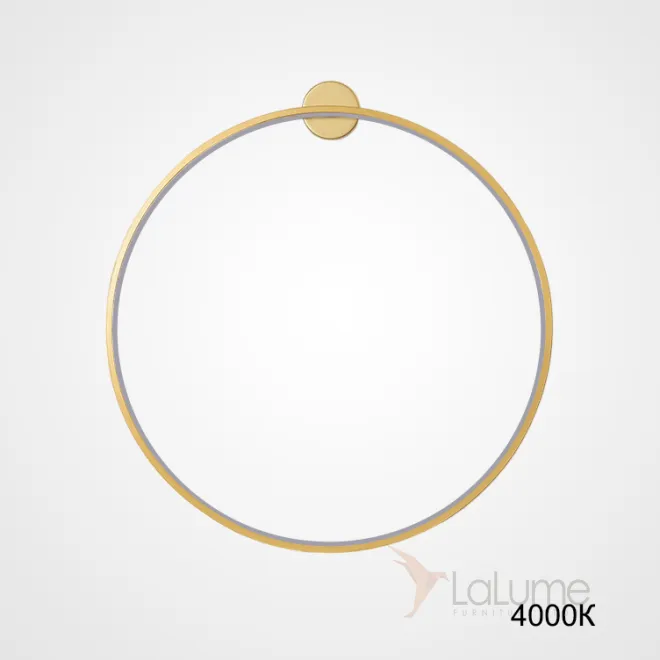 Серия настенных светильников в виде черных металлический колец разного диаметра с LED-подсветкой по контуру корпуса с круглым креплением GUARD B D80 Brass 4000К