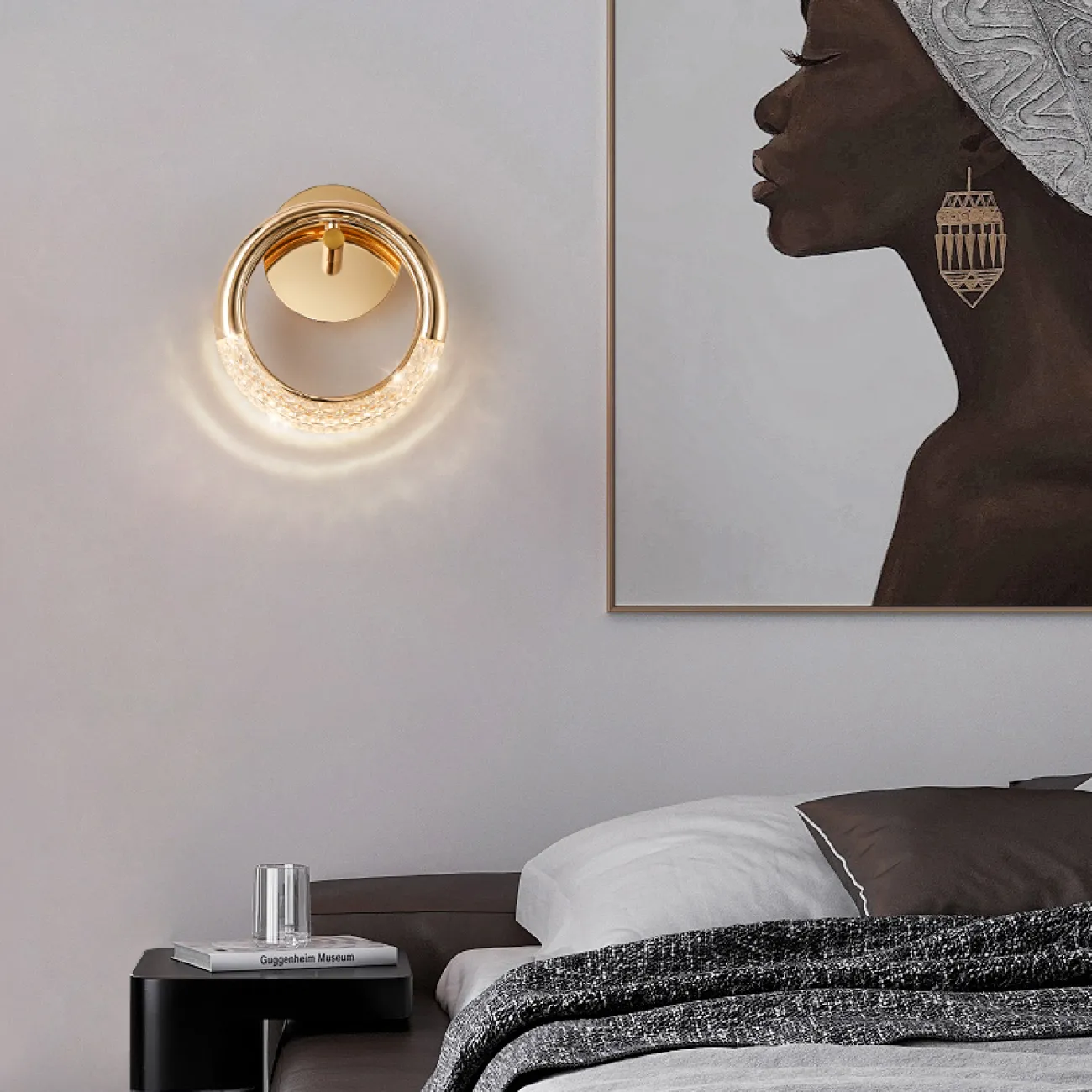 Настенный светодиодный светильник в виде кольца с рельефной поверхностью SONKE WALL 3000К