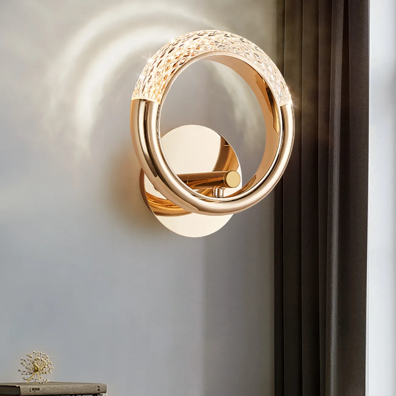 Настенный светодиодный светильник в виде кольца с рельефной поверхностью SONKE WALL 3000К