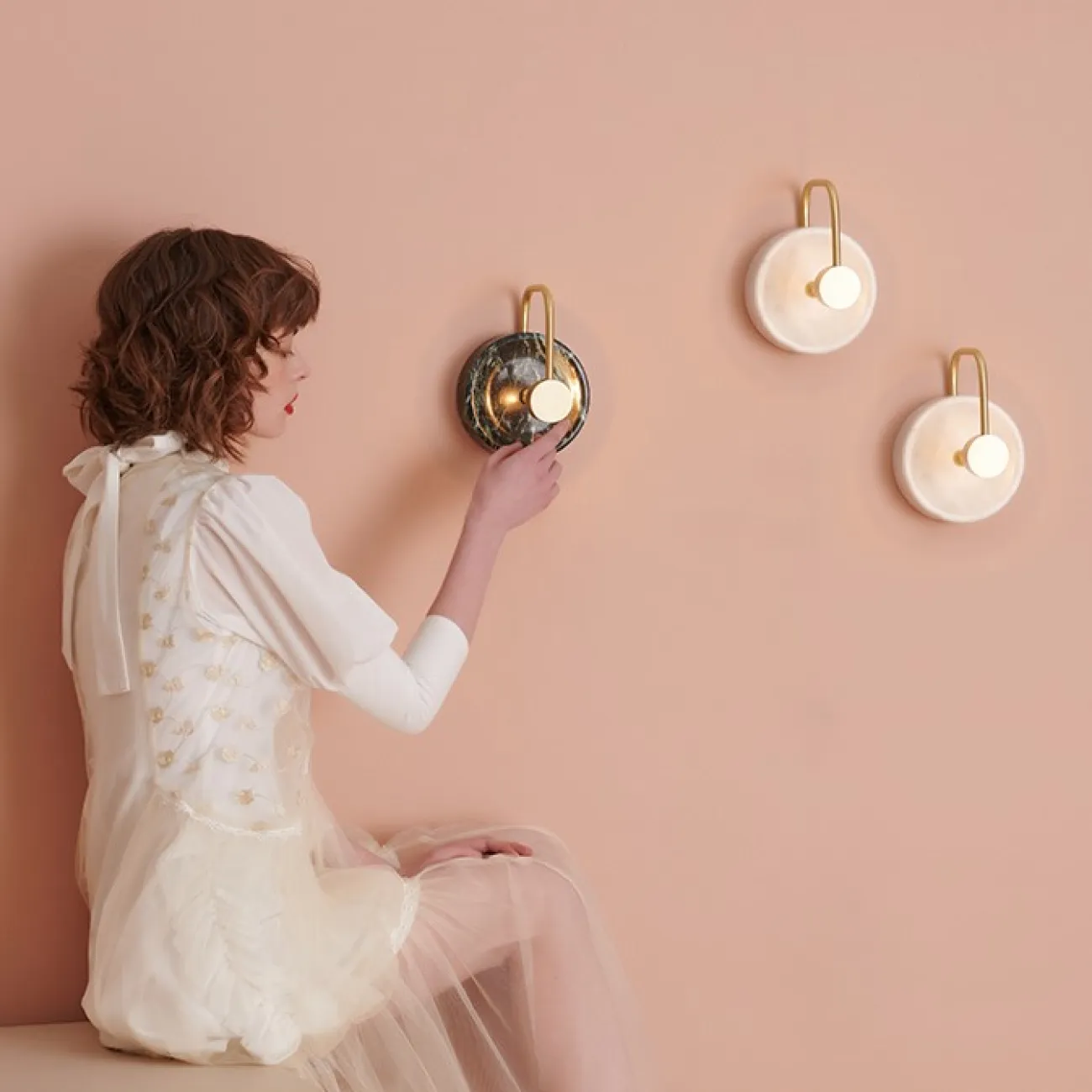 Светодиодное бра из мрамора GOTTBY Белый Зеленый