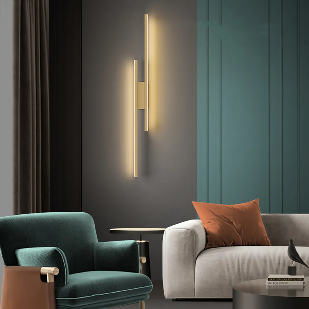 Серия настенных светодиодных светильников с двумя разноуровневыми прямоугольными плафонами на разделительном креплении ZINN H60 Серия настенных светодиодных светильников с двумя разноуровневыми прямоугольными плафонами на разделительном креплении ZINN H60