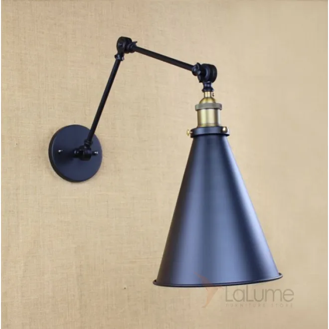 Бра Gloce Cone Shade Loft Industrial Metal Tall Black от LaLume
