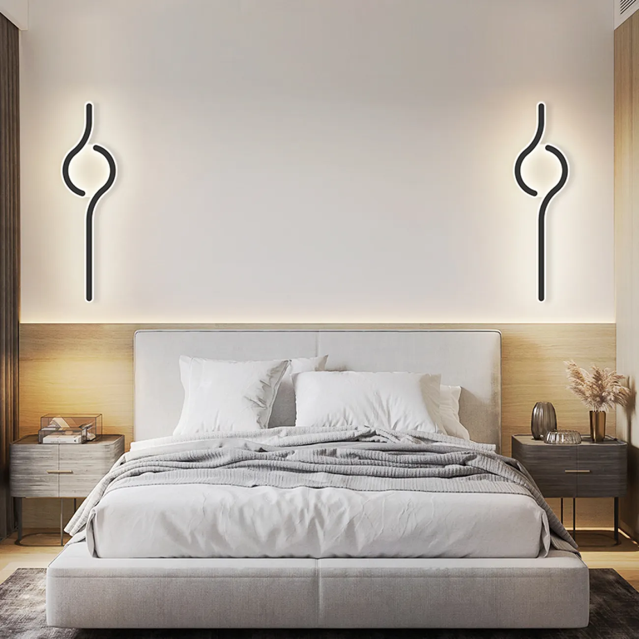 Серия настенных светодиодных светильников с двумя изогнутыми элементами на круглом креплении HARTO H50 Трехцветный свет