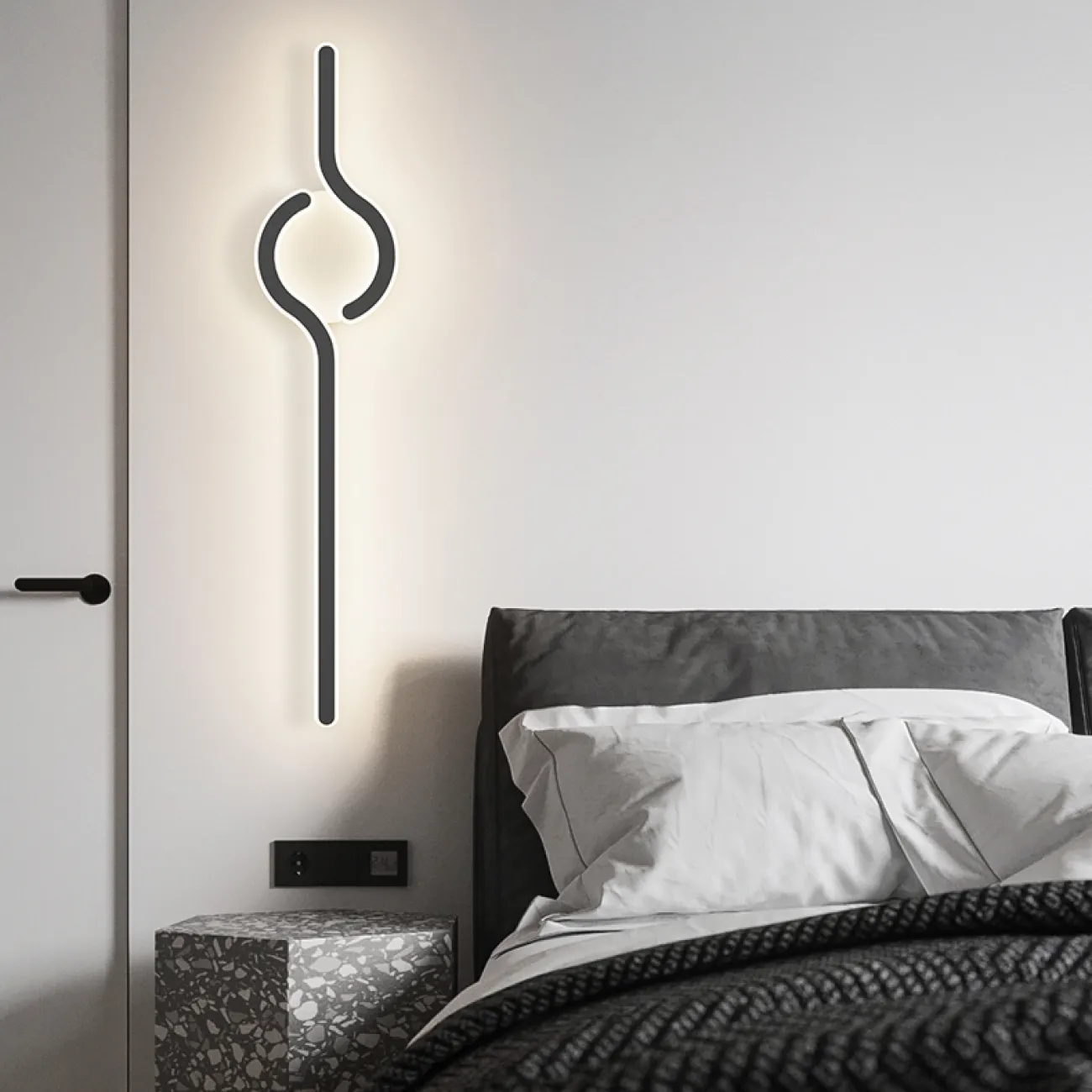 Серия настенных светодиодных светильников с двумя изогнутыми элементами на круглом креплении HARTO H50 Трехцветный свет