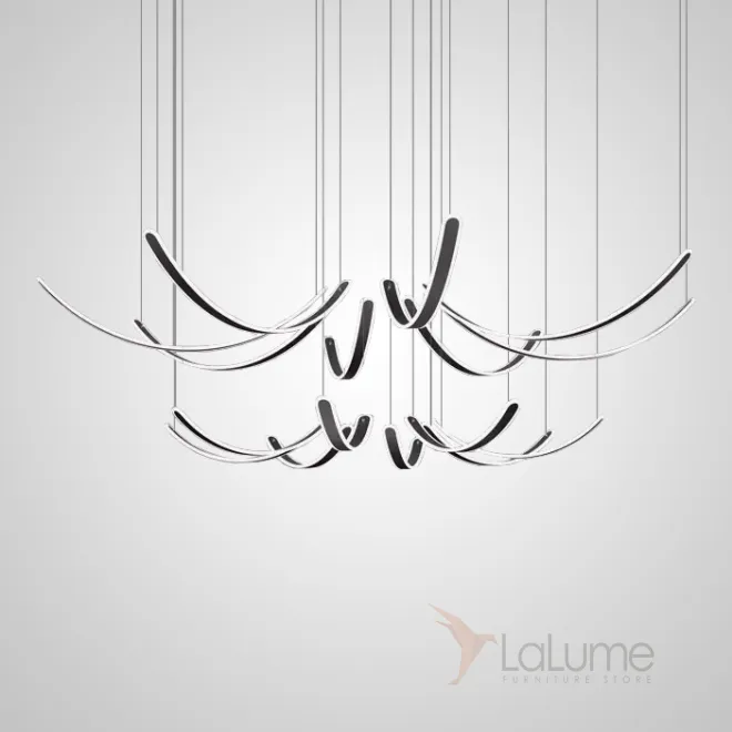 Готовая комбинация подвесных светодиодных светильников c вытянутыми изогнутыми плафонами со скругленными краями TEOLINE L60+100 L16