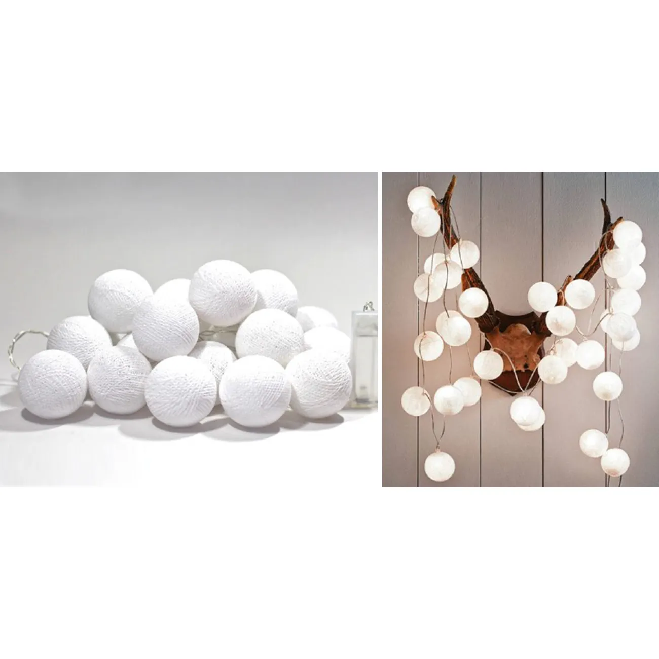 Гирлянда хлопковые фонарики Сotton Ball White