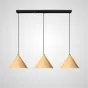 Готовая комбинация подвесных светильников с коническими плафонами с лаковым покрытием под темное и светлое дерево NOOMI TRIO L80 Light brown