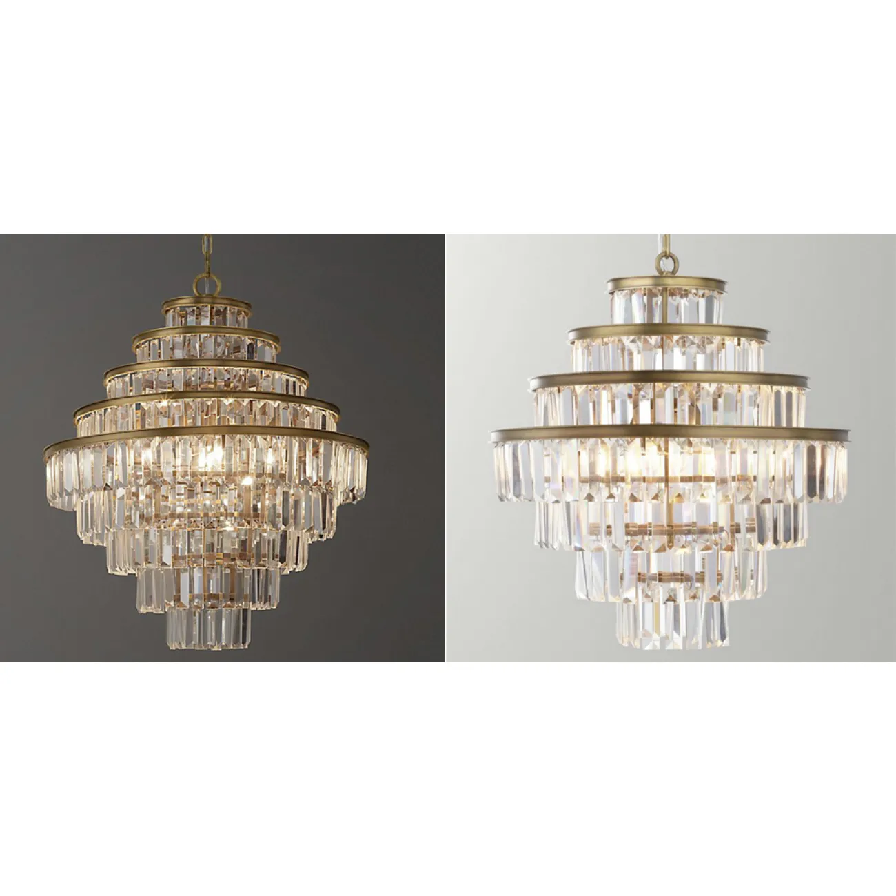 Люстра RH Alaine Crystal Large Pendant Antiqued Brass