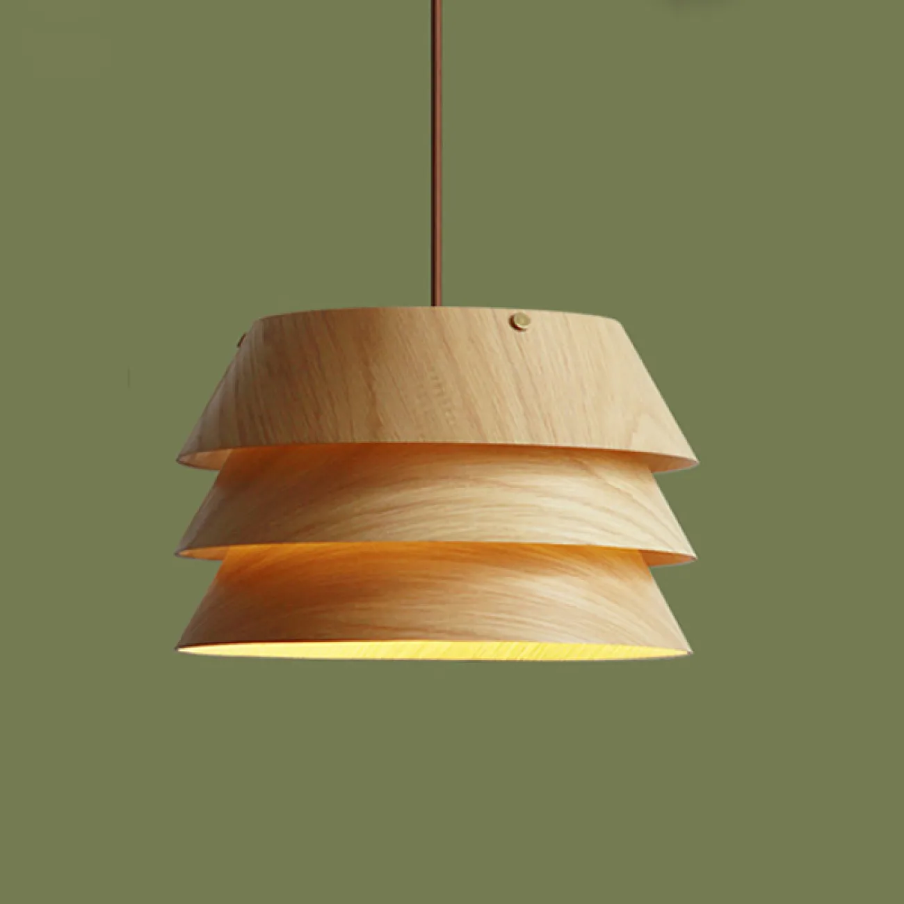 Готовая комбинация подвесных светильников c трехслойными абажурами из темного и светлого дерева BRAM COMBO L3 White