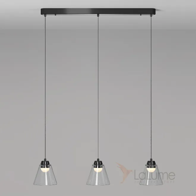 Готовая комбинация подвесных светодиодных светильников c округлыми источниками в прозрачных конических рассеивателях MARX TRIO L78