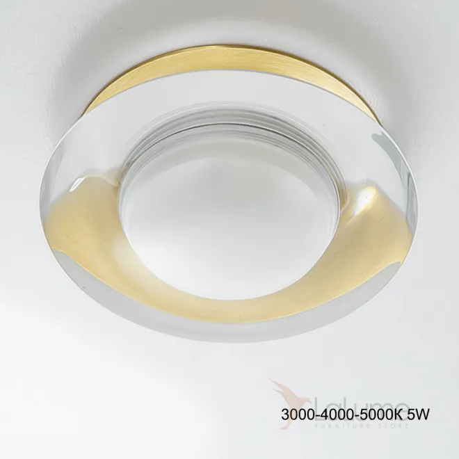 Встраиваемый светодиодный светильник с белым матовым плафоном круглой формы и дисковидным рассеивателем  LIS Трехцветный свет 5W