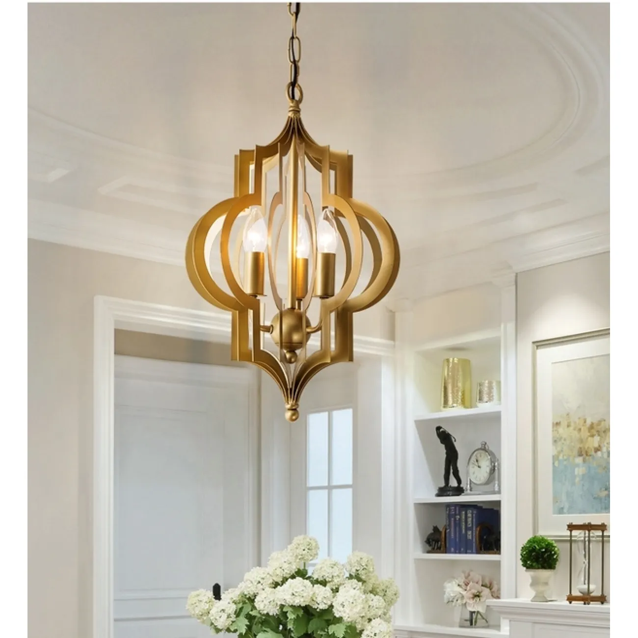Люстра Scarlett Hollywood Regency Gold Leaf Pattern Pendant Chandelier D42 от ImperiumLoft