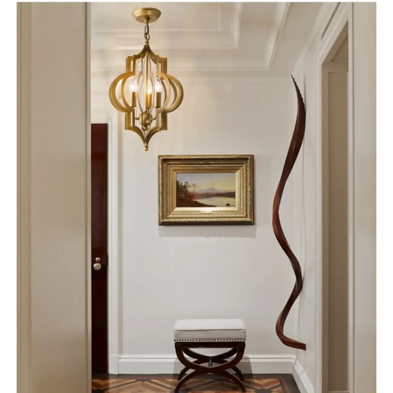 Люстра Scarlett Hollywood Regency Gold Leaf Pattern Pendant Chandelier D31 от ImperiumLoft