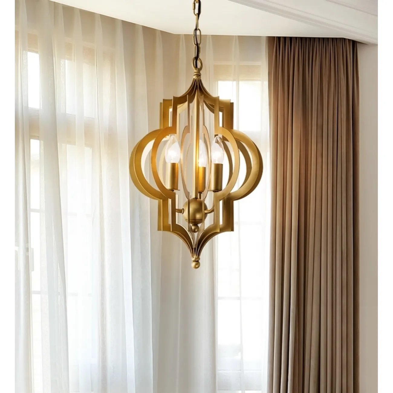 Люстра Scarlett Hollywood Regency Gold Leaf Pattern Pendant Chandelier D31 от ImperiumLoft