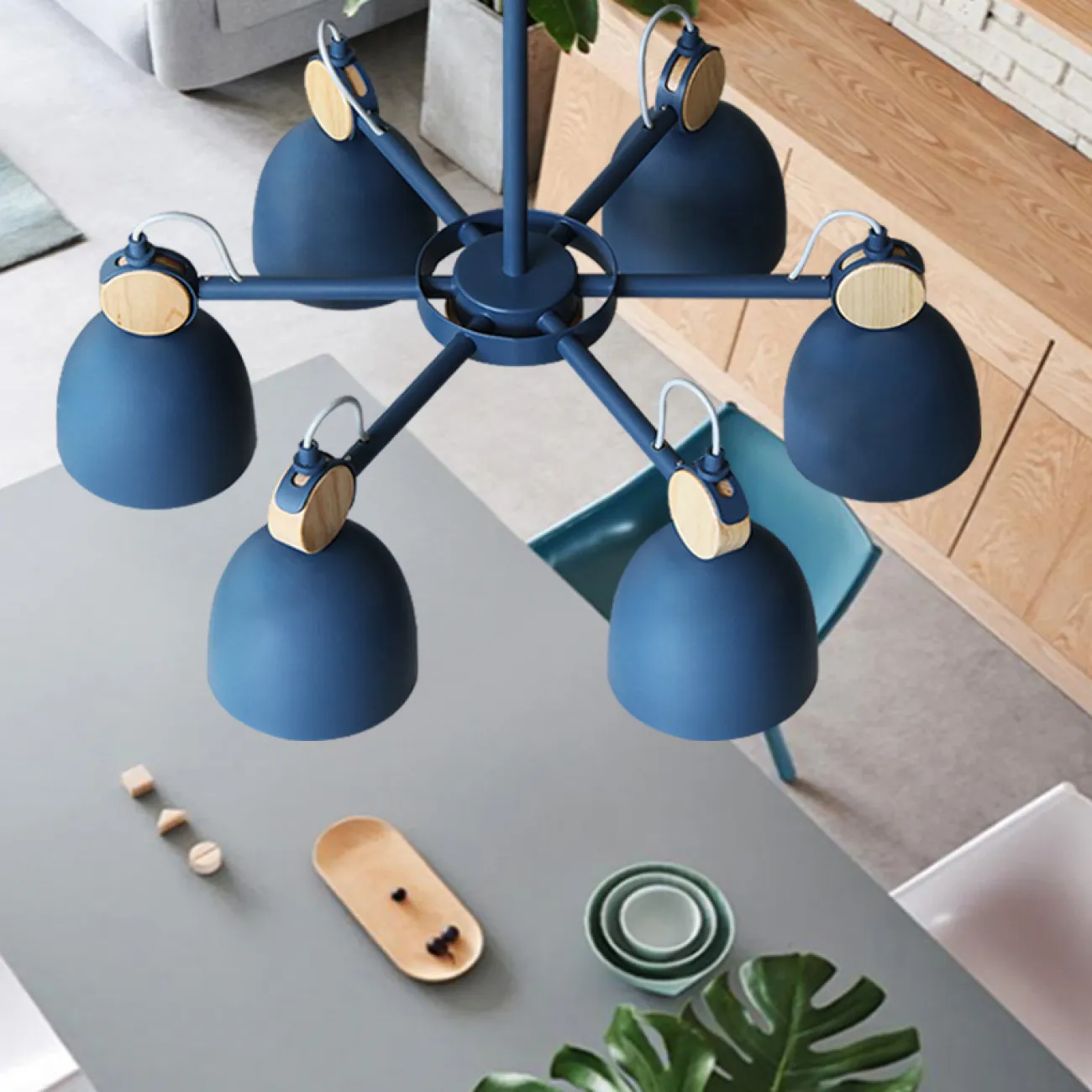 Потолочная люстр на штанге ROLLA 3 blueice от ImperiumLoft