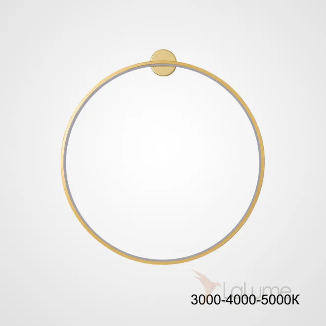 Серия настенных светильников в виде черных металлический колец разного диаметра с LED-подсветкой по контуру корпуса с круглым креплением GUARD B D50 Brass Трехцветный свет