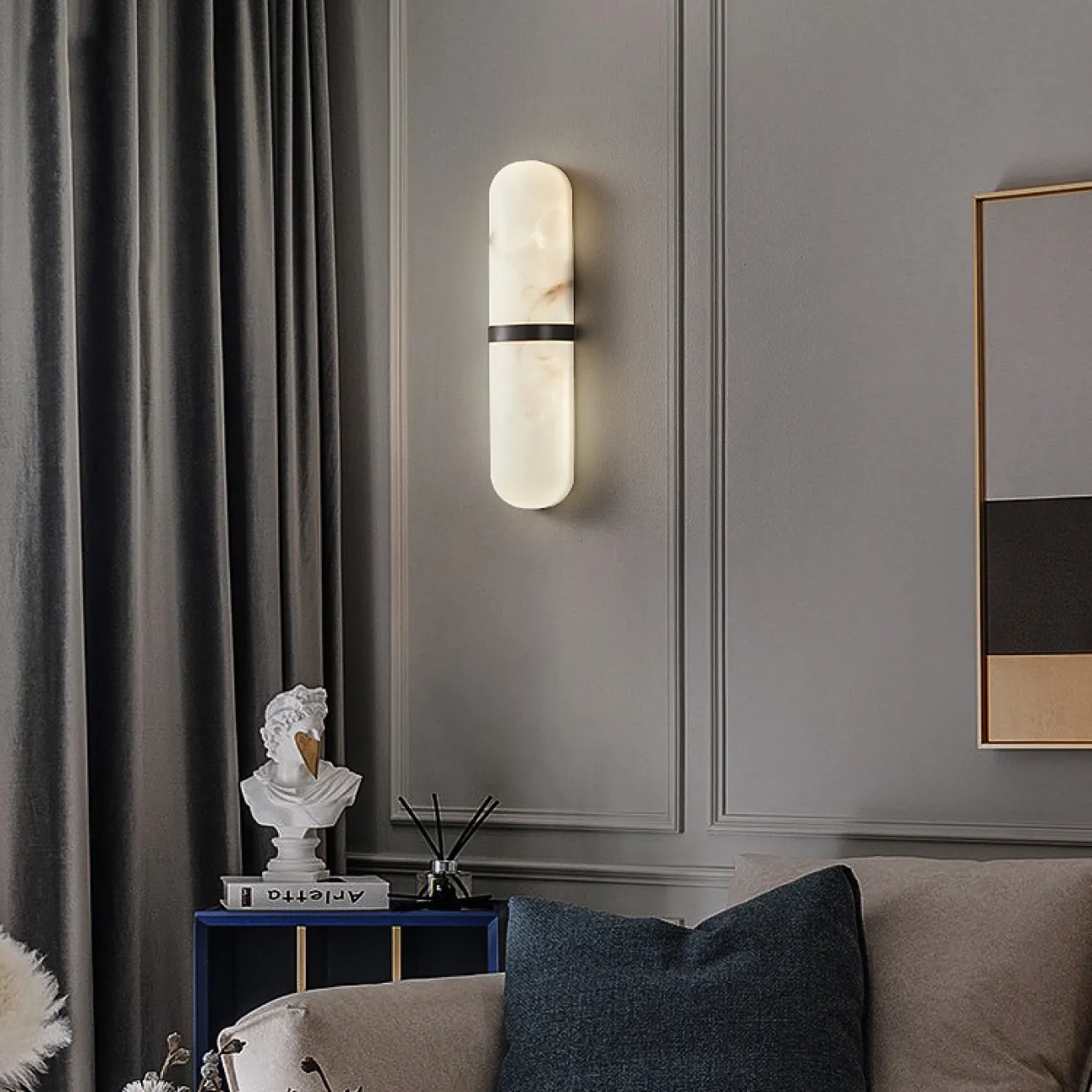 Серия настенных светодиодных светильников со скругленным корпусом из натурального мрамора и латуни SABBE D12 Brass Серия настенных светодиодных светильников со скругленным корпусом из натурального мрамора и латуни SABBE D12 Brass