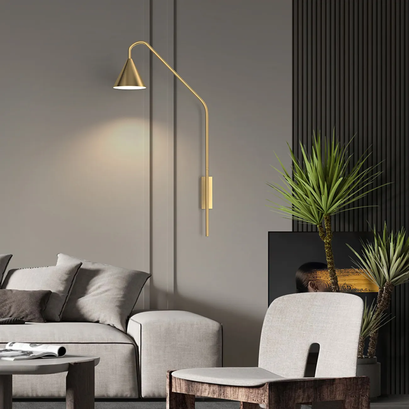 Серия настенных светильников с конусообразными плафонами на поворотном кронштейне ALLEN H80